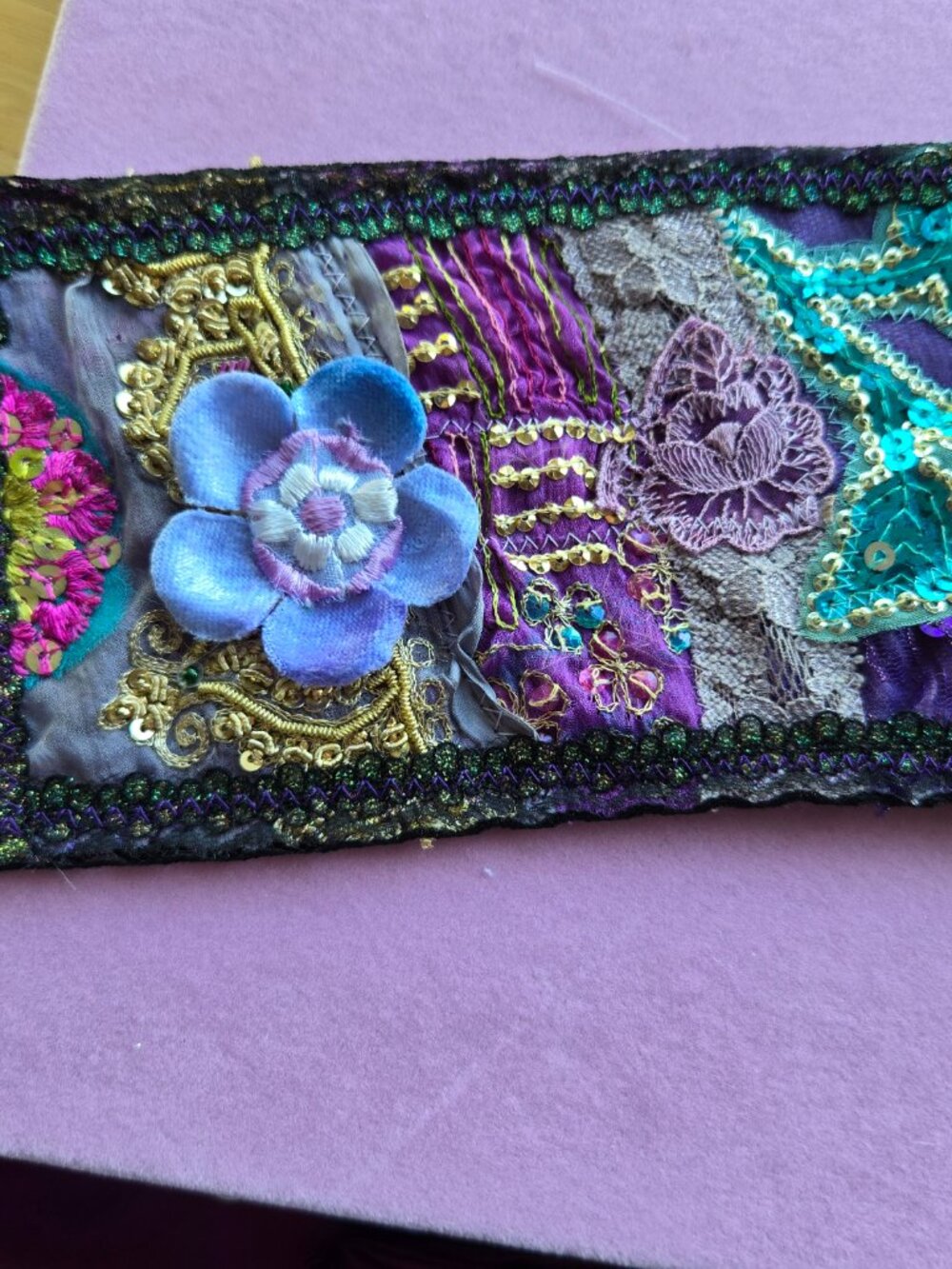 Handmade Purple and Blue Quilted Hair Sash Y2k-Style - Picture 2 of 13